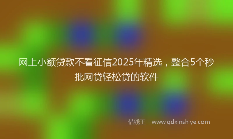 网上小额贷款不看征信2025年精选，整合5个秒批网贷轻松贷的软件