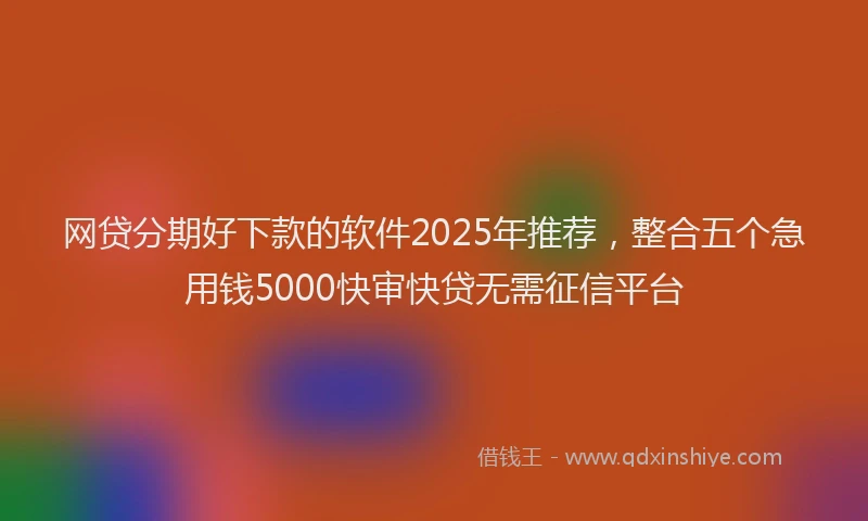网贷分期好下款的软件2025年推荐，整合五个急用钱5000快审快贷无需征信平台