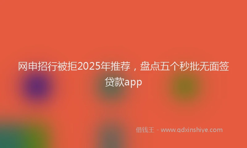 网申招行被拒2025年推荐，盘点五个秒批无面签贷款app