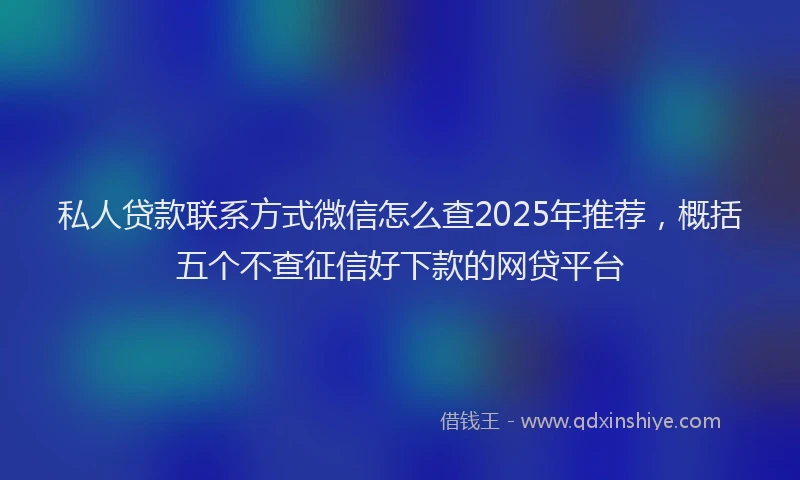 私人贷款联系方式微信怎么查2025年推荐，概括五个不查征信好下款的网贷平台