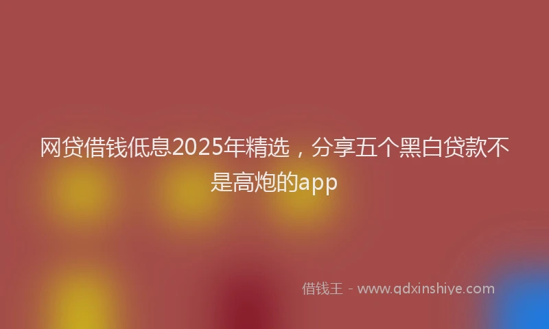 网贷借钱低息2025年精选，分享五个黑白贷款不是高炮的app