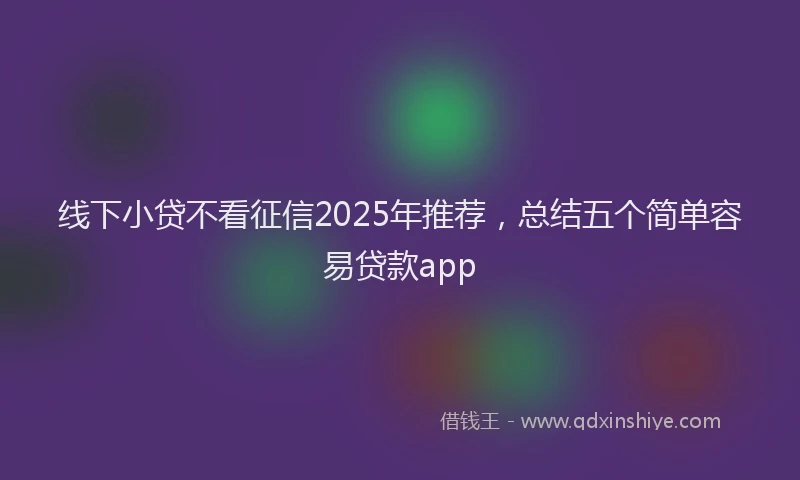 线下小贷不看征信2025年推荐，总结五个简单容易贷款app