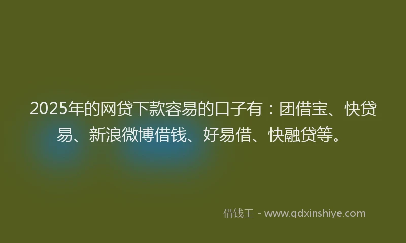 2025年的网贷下款容易的口子有：团借宝、快贷易、新浪微博借钱、好易借、快融贷等。