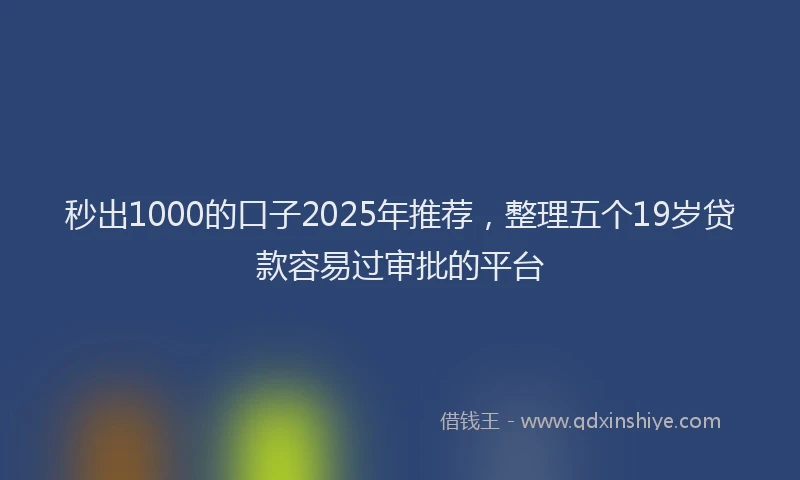 秒出1000的口子2025年推荐，整理五个19岁贷款容易过审批的平台