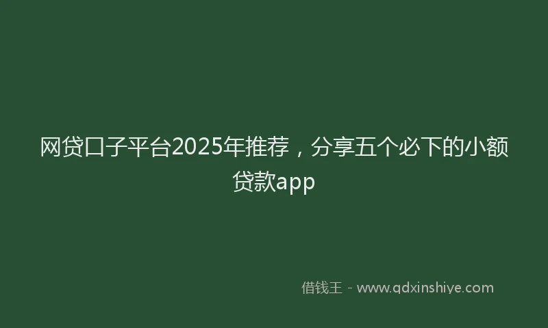 网贷口子平台2025年推荐，分享五个必下的小额贷款app
