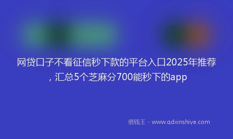 网贷口子不看征信秒下款的平台入口2025年推荐，汇总5个芝麻分700能秒下的app