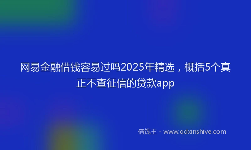 网易金融借钱容易过吗2025年精选，概括5个真正不查征信的贷款app