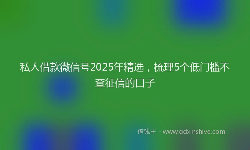 私人借款微信号2025年精选，梳理5个低门槛不查征信的口子