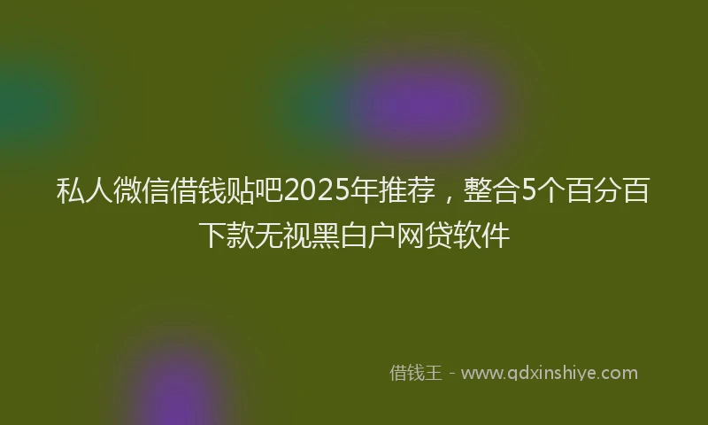 私人微信借钱贴吧2025年推荐，整合5个百分百下款无视黑白户网贷软件