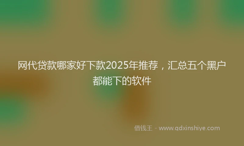 网代贷款哪家好下款2025年推荐，汇总五个黑户都能下的软件