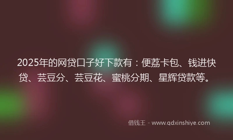 2025年的网贷口子好下款有：便荔卡包、钱进快贷、芸豆分、芸豆花、蜜桃分期、星辉贷款等。