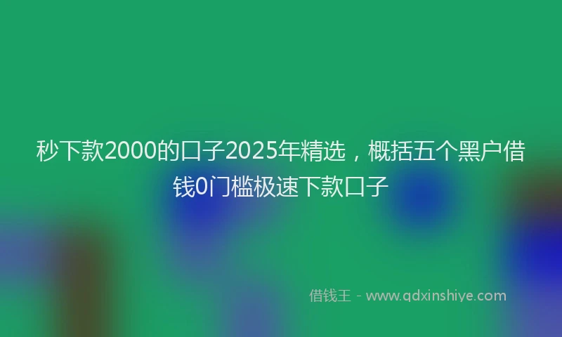 秒下款2000的口子2025年精选，概括五个黑户借钱0门槛极速下款口子