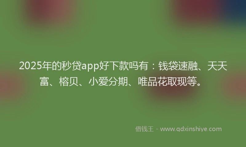 2025年的秒贷app好下款吗有：钱袋速融、天天富、榕贝、小爱分期、唯品花取现等。
