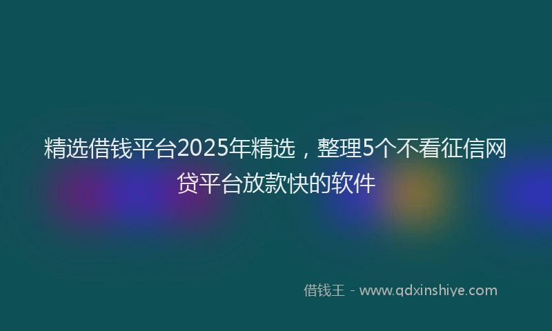 精选借钱平台2025年精选，整理5个不看征信网贷平台放款快的软件