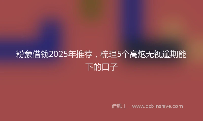 粉象借钱2025年推荐，梳理5个高炮无视逾期能下的口子