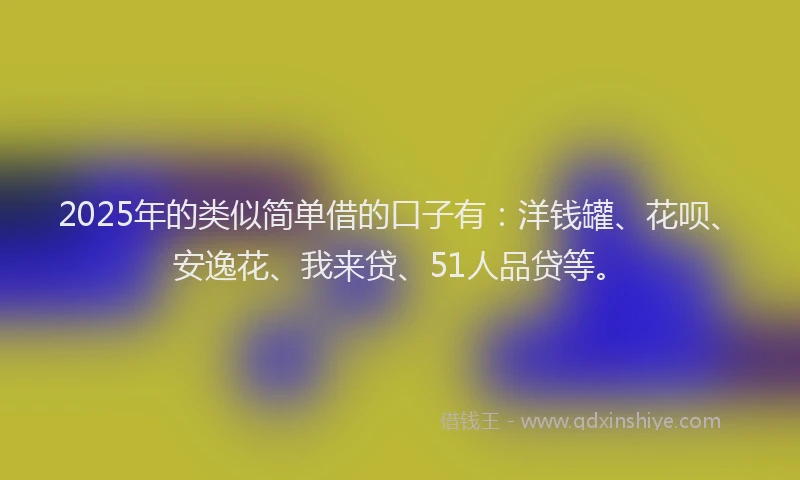 2025年的类似简单借的口子有：洋钱罐、花呗、安逸花、我来贷、51人品贷等。