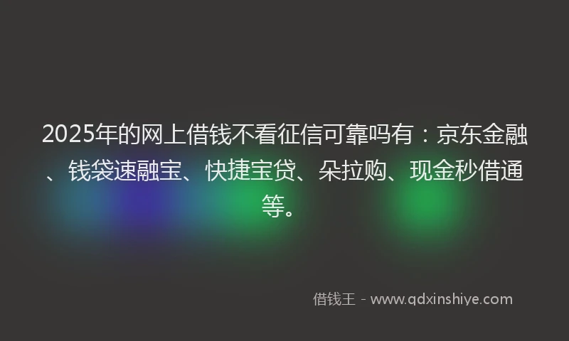 2025年的网上借钱不看征信可靠吗有：京东金融、钱袋速融宝、快捷宝贷、朵拉购、现金秒借通等。