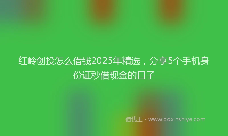 红岭创投怎么借钱2025年精选，分享5个手机身份证秒借现金的口子