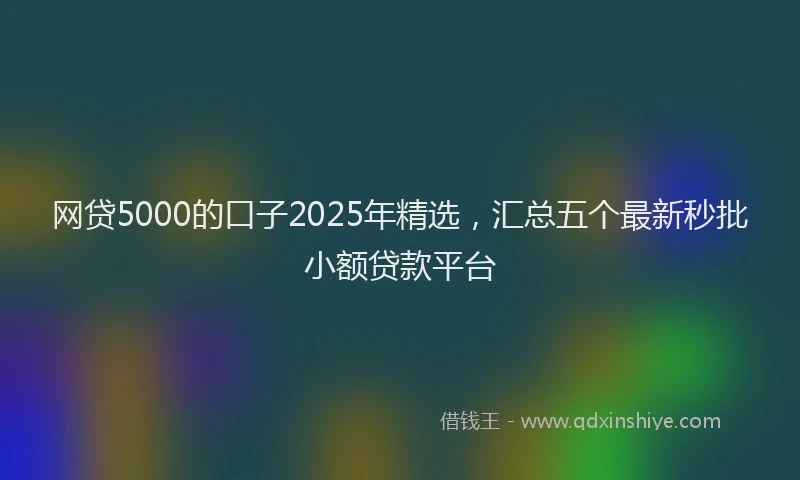 网贷5000的口子2025年精选，汇总五个最新秒批小额贷款平台