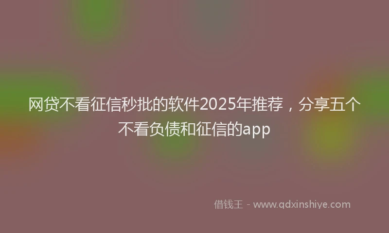 网贷不看征信秒批的软件2025年推荐，分享五个不看负债和征信的app