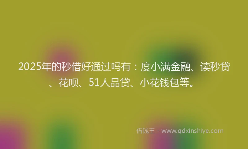 2025年的秒借好通过吗有：度小满金融、读秒贷、花呗、51人品贷、小花钱包等。