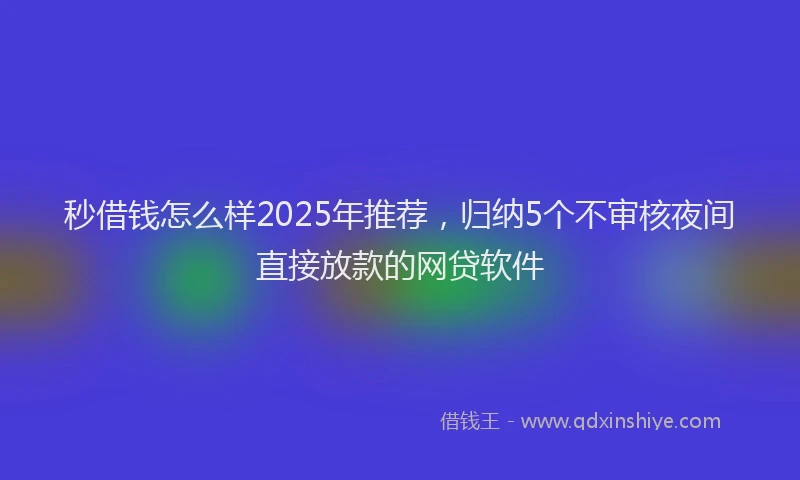 秒借钱怎么样2025年推荐，归纳5个不审核夜间直接放款的网贷软件