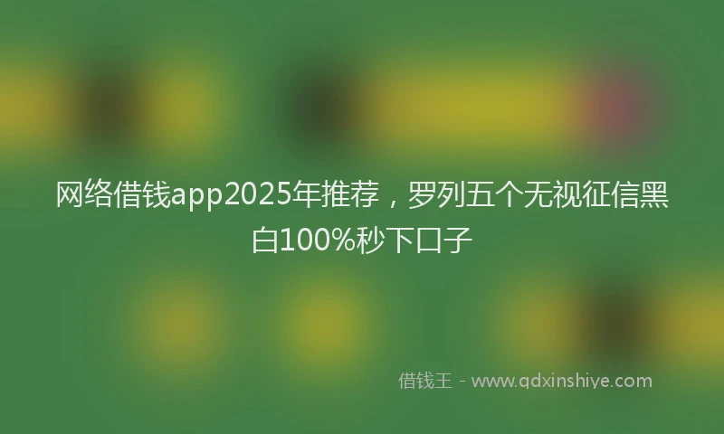 网络借钱app2025年推荐，罗列五个无视征信黑白100%秒下口子