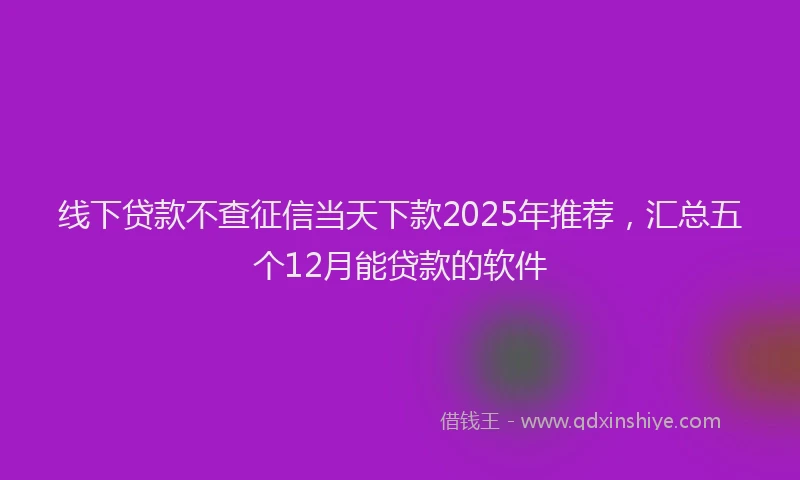 线下贷款不查征信当天下款2025年推荐，汇总五个12月能贷款的软件