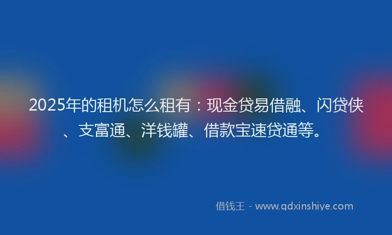 2025年的租机怎么租有：现金贷易借融、闪贷侠、支富通、洋钱罐、借款宝速贷通等。