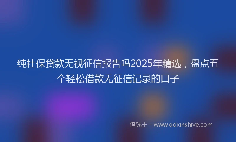 纯社保贷款无视征信报告吗2025年精选，盘点五个轻松借款无征信记录的口子