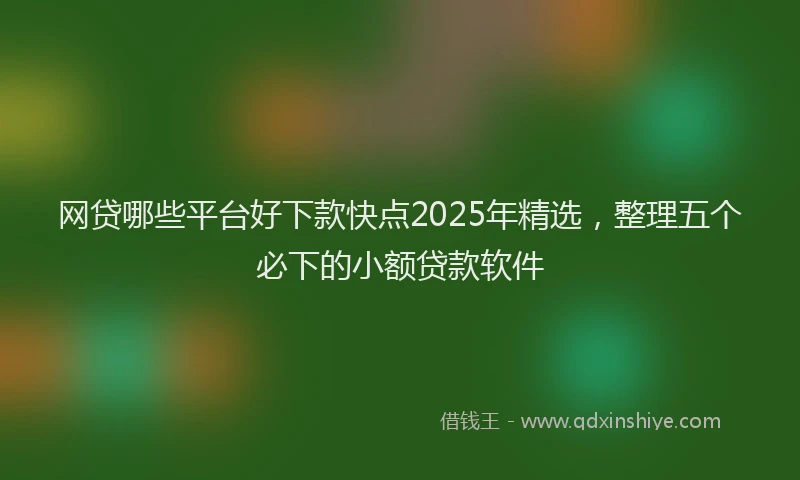 网贷哪些平台好下款快点2025年精选，整理五个必下的小额贷款软件