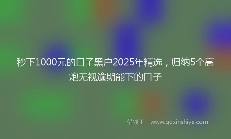 秒下1000元的口子黑户2025年精选，归纳5个高炮无视逾期能下的口子