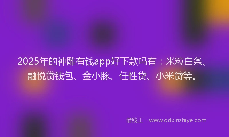 2025年的神雕有钱app好下款吗有：米粒白条、融悦贷钱包、金小豚、任性贷、小米贷等。