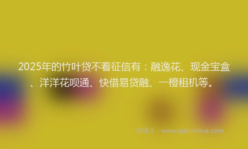 2025年的竹叶贷不看征信有：融逸花、现金宝盒、洋洋花呗通、快借易贷融、一橙租机等。