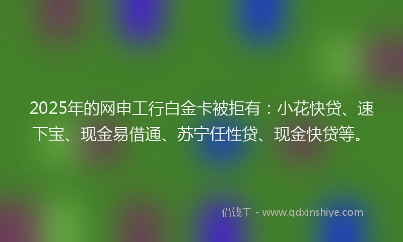 2025年的网申工行白金卡被拒有：小花快贷、速下宝、现金易借通、苏宁任性贷、现金快贷等。