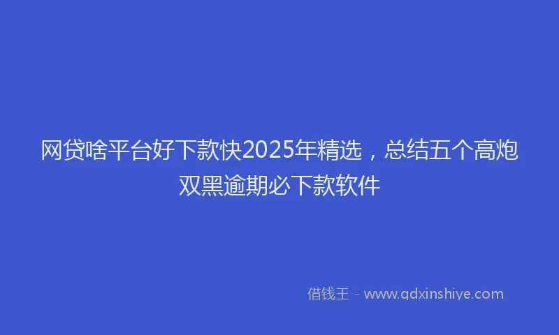 网贷啥平台好下款快2025年精选，总结五个高炮双黑逾期必下款软件