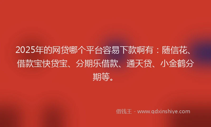 2025年的网贷哪个平台容易下款啊有：随信花、借款宝快贷宝、分期乐借款、通天贷、小金鹤分期等。