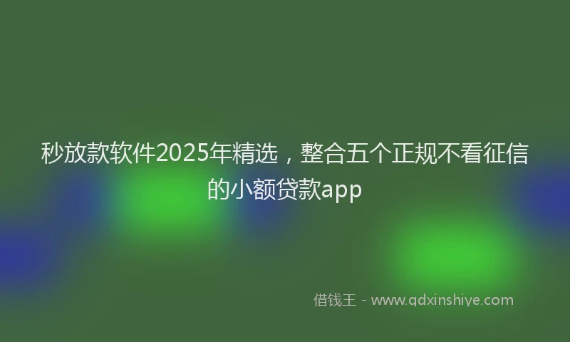 秒放款软件2025年精选，整合五个正规不看征信的小额贷款app
