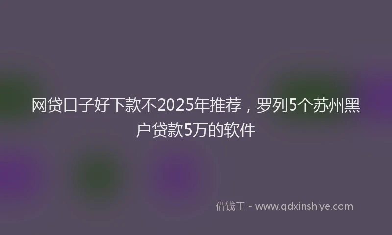网贷口子好下款不2025年推荐，罗列5个苏州黑户贷款5万的软件