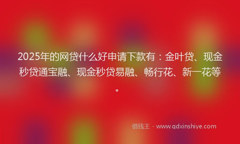 2025年的网贷什么好申请下款有：金叶贷、现金秒贷通宝融、现金秒贷易融、畅行花、新一花等。