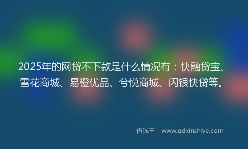 2025年的网贷不下款是什么情况有：快融贷宝、雪花商城、易橙优品、兮悦商城、闪银快贷等。