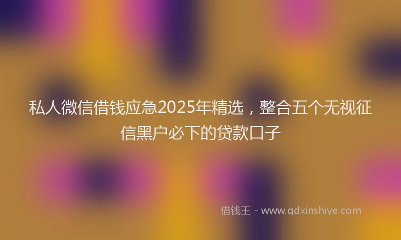 私人微信借钱应急2025年精选，整合五个无视征信黑户必下的贷款口子