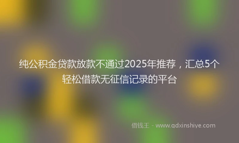 纯公积金贷款放款不通过2025年推荐，汇总5个轻松借款无征信记录的平台