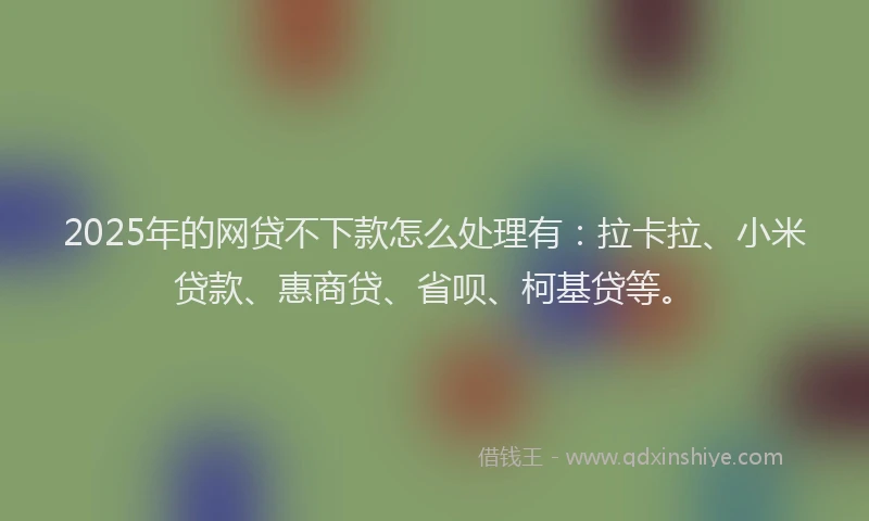 2025年的网贷不下款怎么处理有：拉卡拉、小米贷款、惠商贷、省呗、柯基贷等。