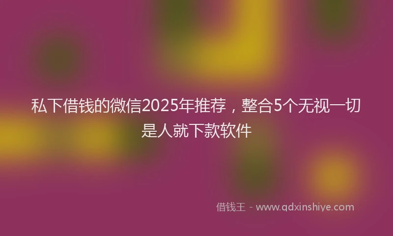 私下借钱的微信2025年推荐，整合5个无视一切是人就下款软件