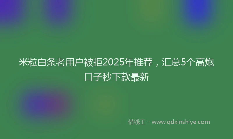米粒白条老用户被拒2025年推荐，汇总5个高炮口子秒下款最新