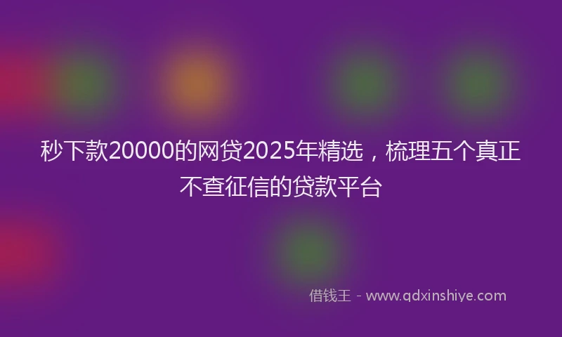 秒下款20000的网贷2025年精选，梳理五个真正不查征信的贷款平台