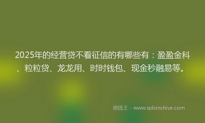 2025年的经营贷不看征信的有哪些有：盈盈金科、粒粒贷、龙龙用、时时钱包、现金秒融易等。