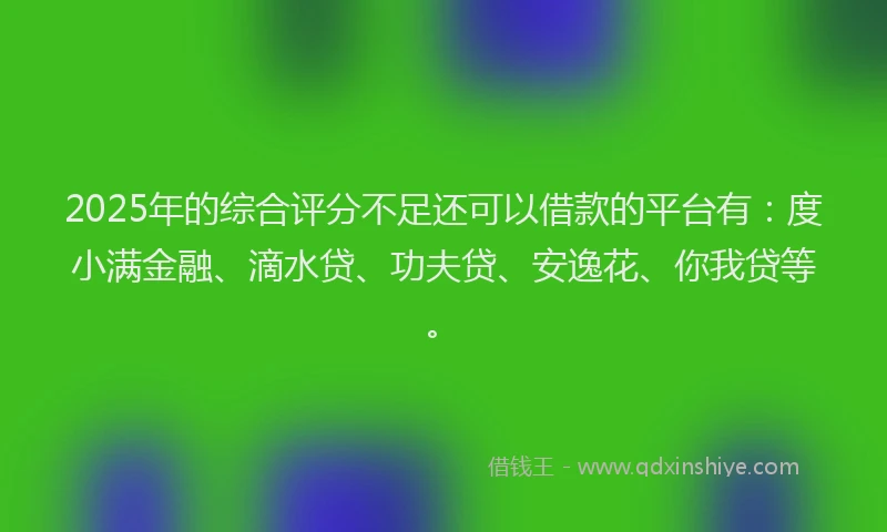 2025年的综合评分不足还可以借款的平台有：度小满金融、滴水贷、功夫贷、安逸花、你我贷等。