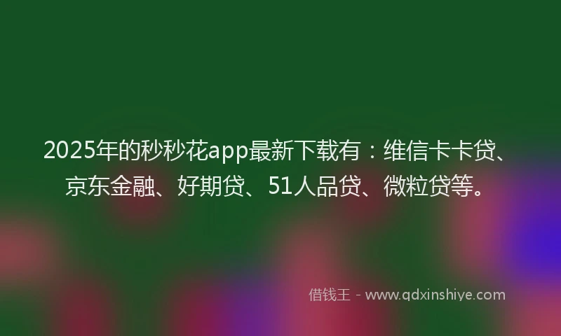 2025年的秒秒花app最新下载有：维信卡卡贷、京东金融、好期贷、51人品贷、微粒贷等。